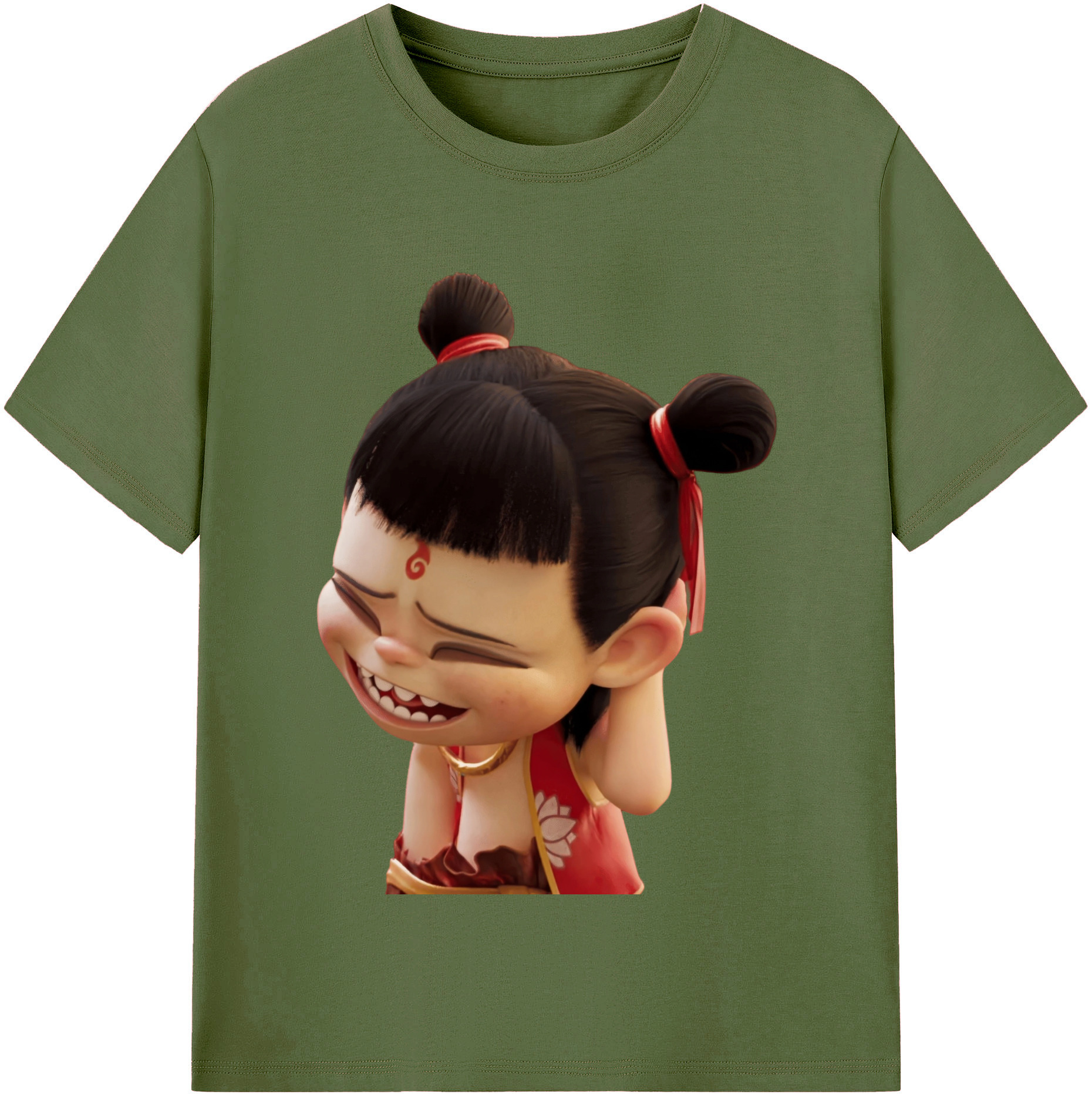 （画像用） Ne Zha 2 ナタ 魔童の大暴れ 綿100％半袖Tシャツ（フロントプリント）